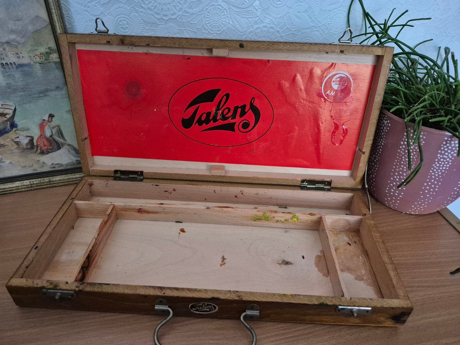 Leuke originele vintage houten Talens schilderkist, Ophalen of Verzenden, Gebruikt, Overige typen