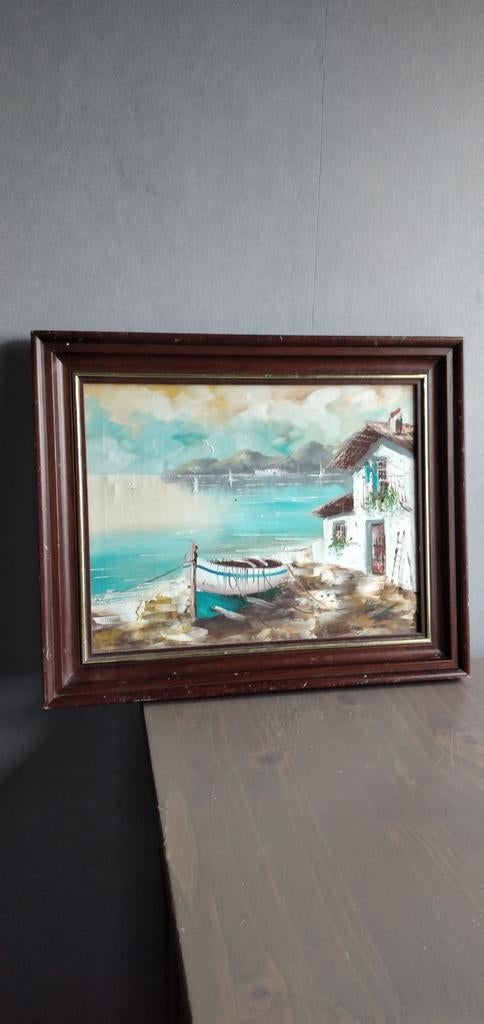 Prachtig Mediterraan Schilderij Gesigneerd Bosc, Ophalen of Verzenden