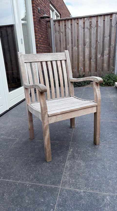 4 teak houten stoelen incl kussentjes, Tuin en Terras, Tuinstoelen, Ophalen, Gebruikt, Teakhout