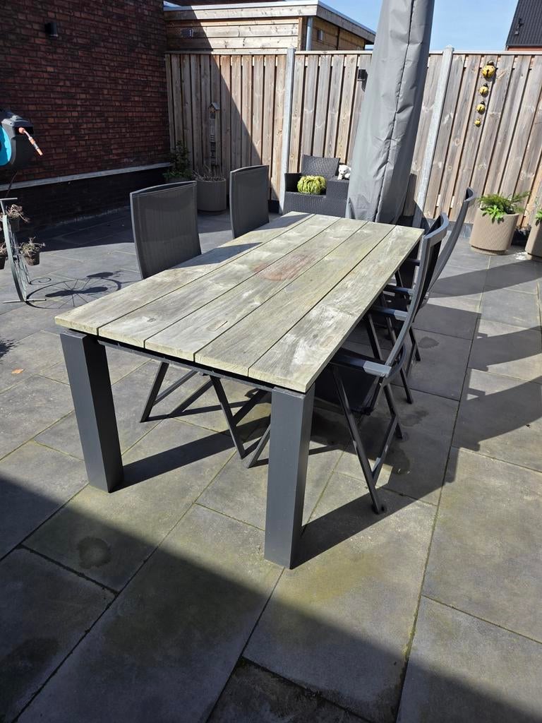 Tuintafel met vier stoelen, Tuin en Terras, Tuintafels, Ophalen of Verzenden