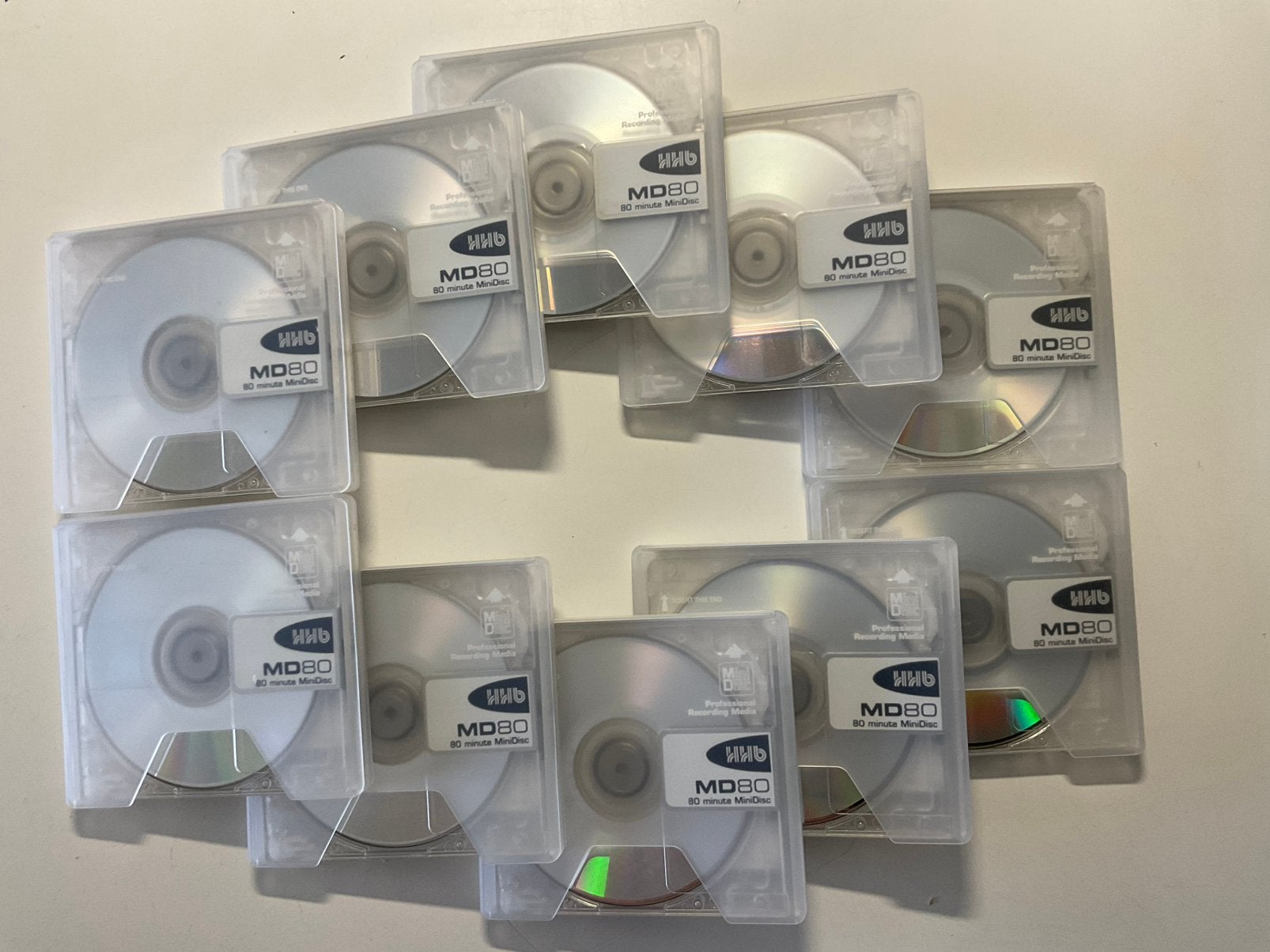 Minidisc’s   HHB- AUDIO  MB 80. 10x als nieuw. 80 minuten, Audio, Tv en Foto, Ophalen of Verzenden, Minidisc-recorder