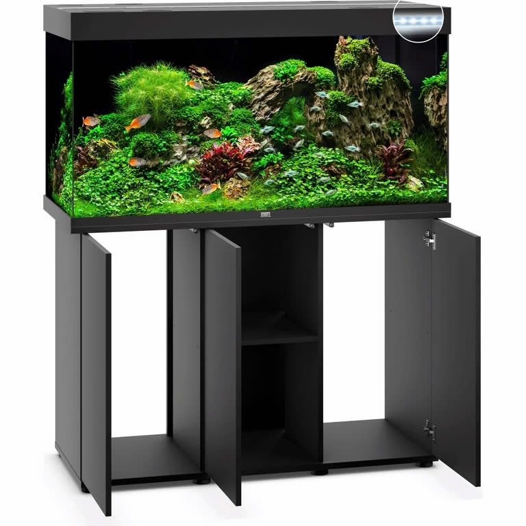 Juwel Aquarium Rio led zwart met meubel, Ophalen, Zo goed als nieuw, Aquariummeubel, Juwel
