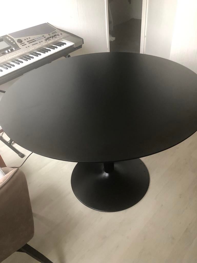 Ronde zwarte eettafel - Doorsnee 1.10m, Ophalen, Gebruikt, 100 tot 150 cm, Rond