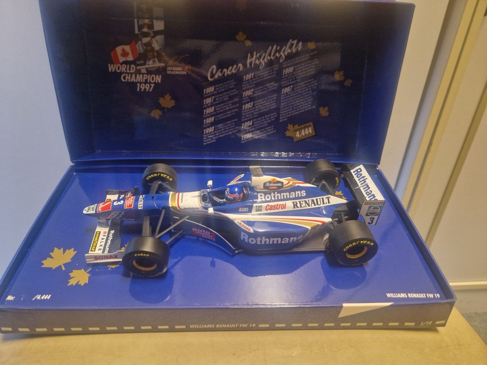 f1 Williams Renault fw19 jacques villeneuve WC 1997 let op, Ophalen of Verzenden, MiniChamps