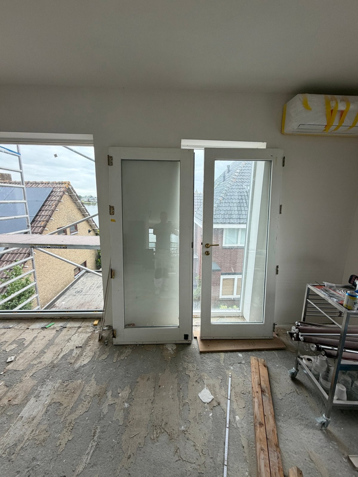 Dubbele Buitendeuren hardhout met Glas en Hang- en Sluitwerk, Ophalen, Gebruikt, 120 cm of meer, Buitendeur