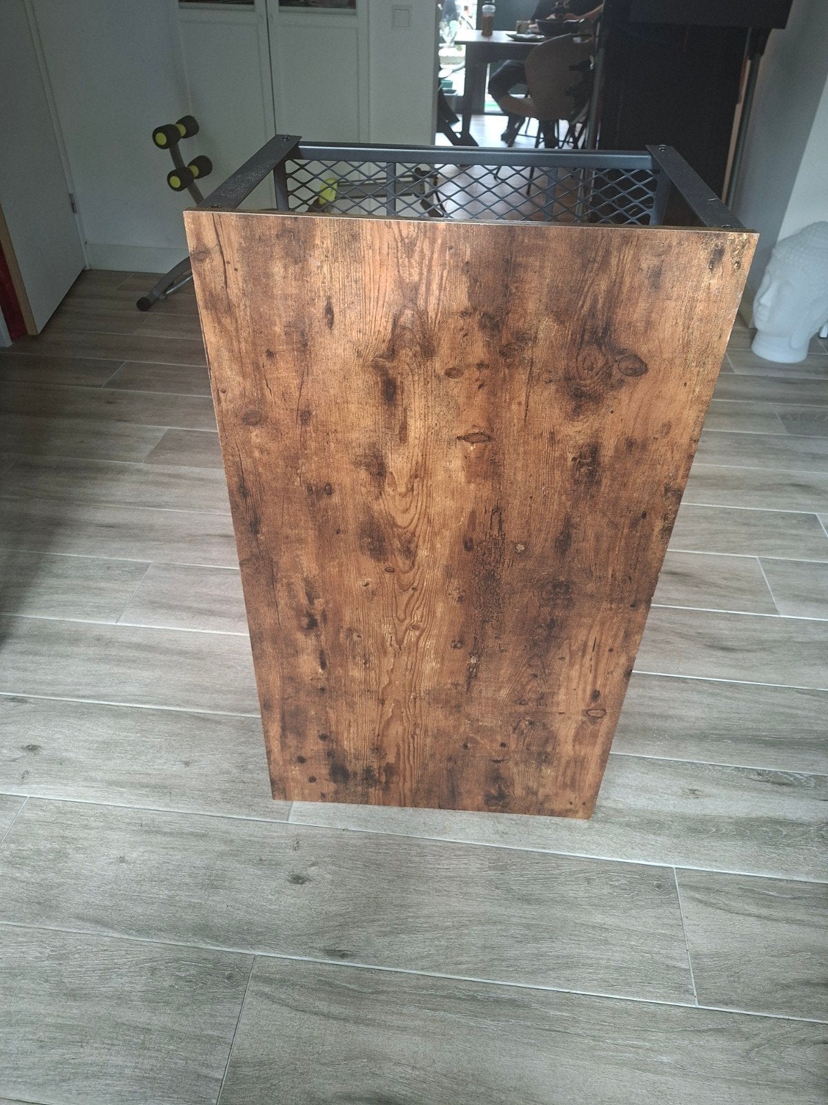 Salontafel met metalen frame en houten blad - direct afhalen, Gebruikt, 100 tot 150 cm, 50 tot 100 cm, Ophalen
