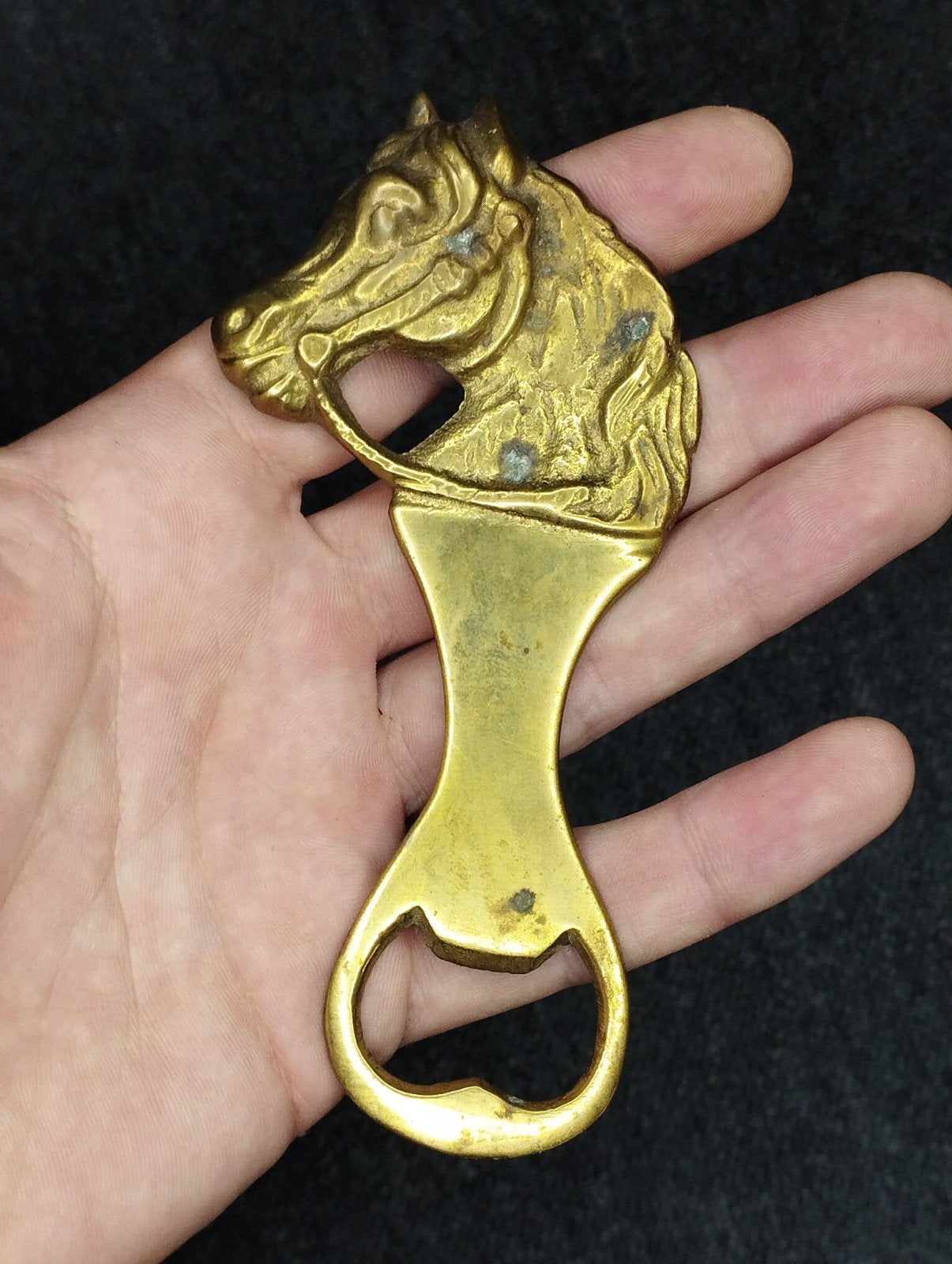 Antieke messing flesopener met paardenhoofd, afmeting 12,5cm, Ophalen of Verzenden