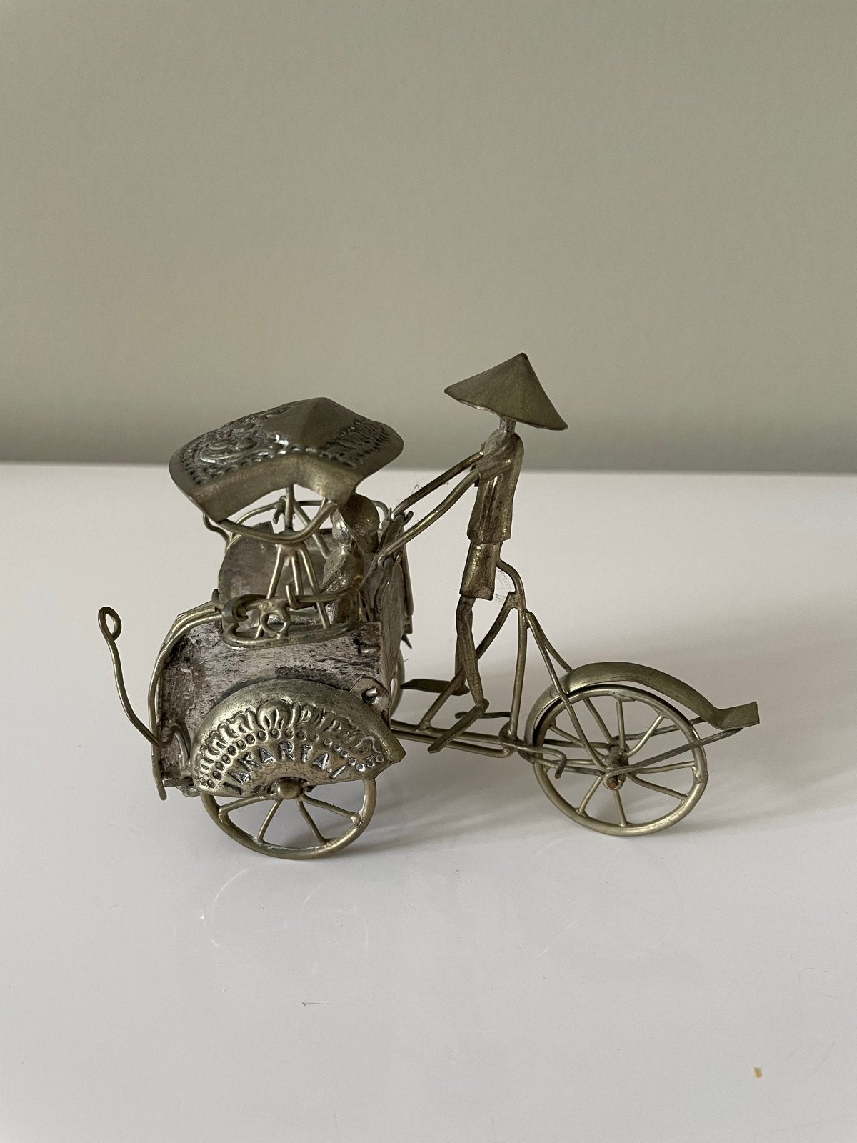 Vintage metal riksja miniatuur - Aziatische decoratie, Ophalen of Verzenden
