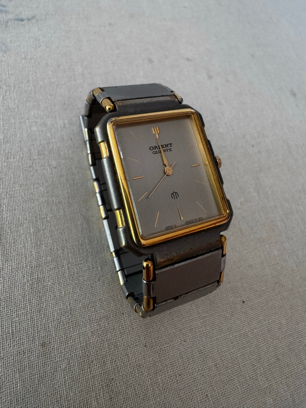 Orient Quartz horloge, goudkleurige accenten, staal, Overige merken, Gebruikt, Staal, Polshorloge