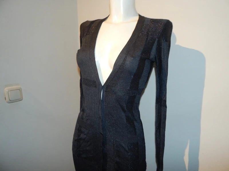 Burberry zijde vest breisel grote ruiten glinster metal stof, Verzenden, Burberry, Maat 36 (S), Grijs