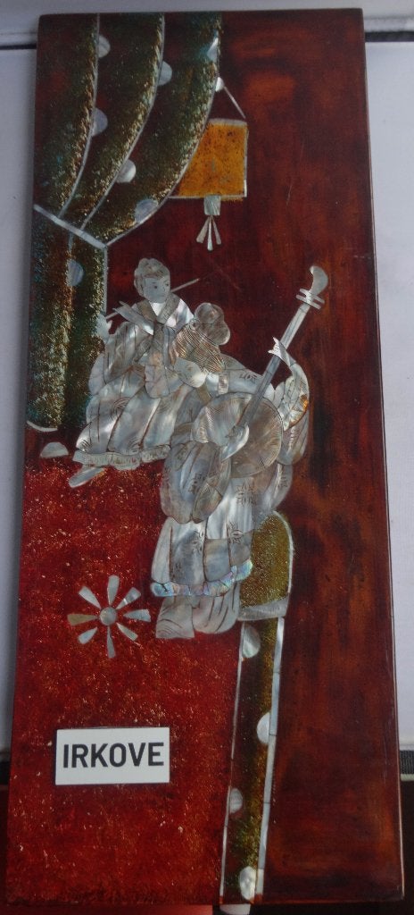 OOSTERS LAK PANEEL MET DAMES * Parelmoer *, Antiek en Kunst, Wanddecoratie, Verzenden, 48 cm, China