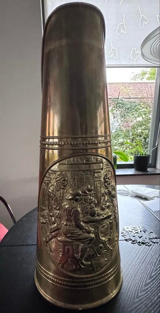 Antieke kolenkit met gedetailleerde decoratie, Antiek en Kunst, Antiek | Koper en Brons, Ophalen of Verzenden, Koper