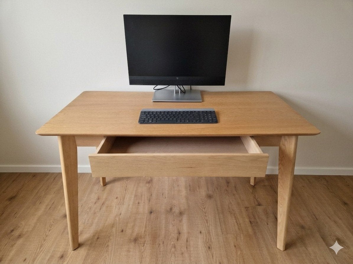 JYSK KALBY Bureau 60x120 licht eiken, demontabel, Ophalen, Gebruikt, Scandinavisch, Hout