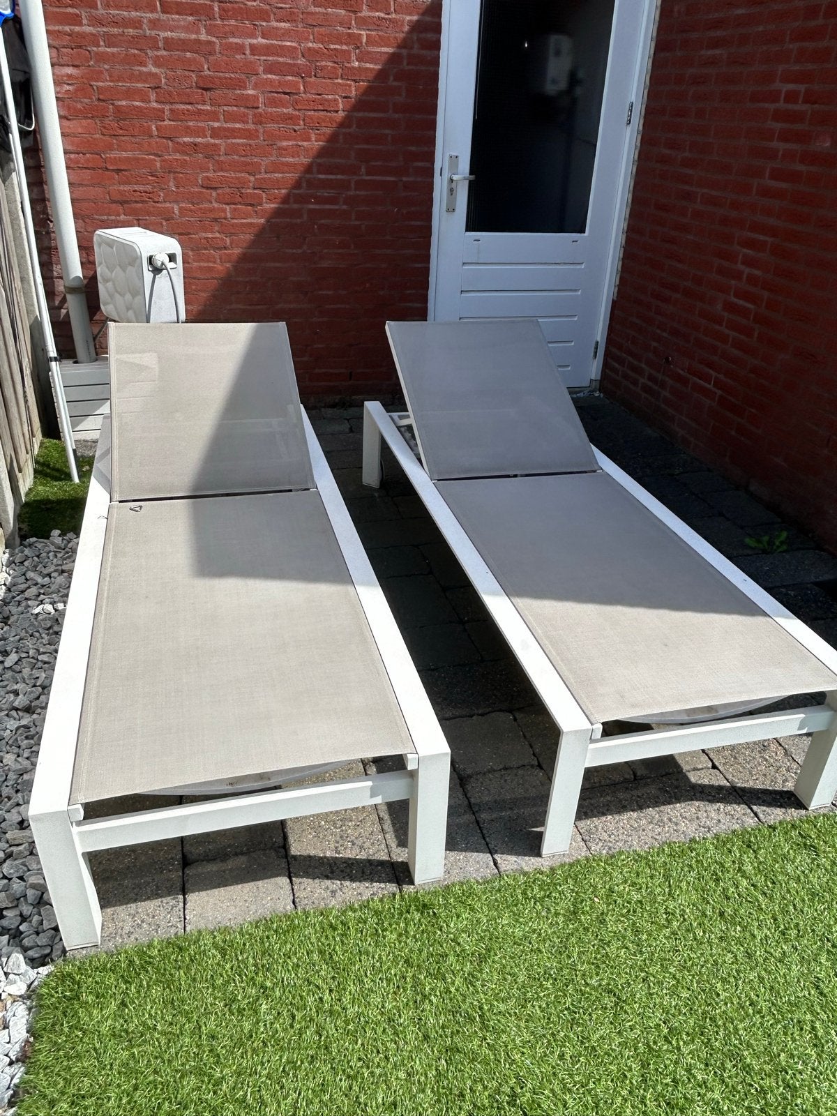 2x Life Delta Ligbedden, Tuin en Terras, Ligbedden, Ophalen, Gebruikt, Aluminium, Verstelbaar