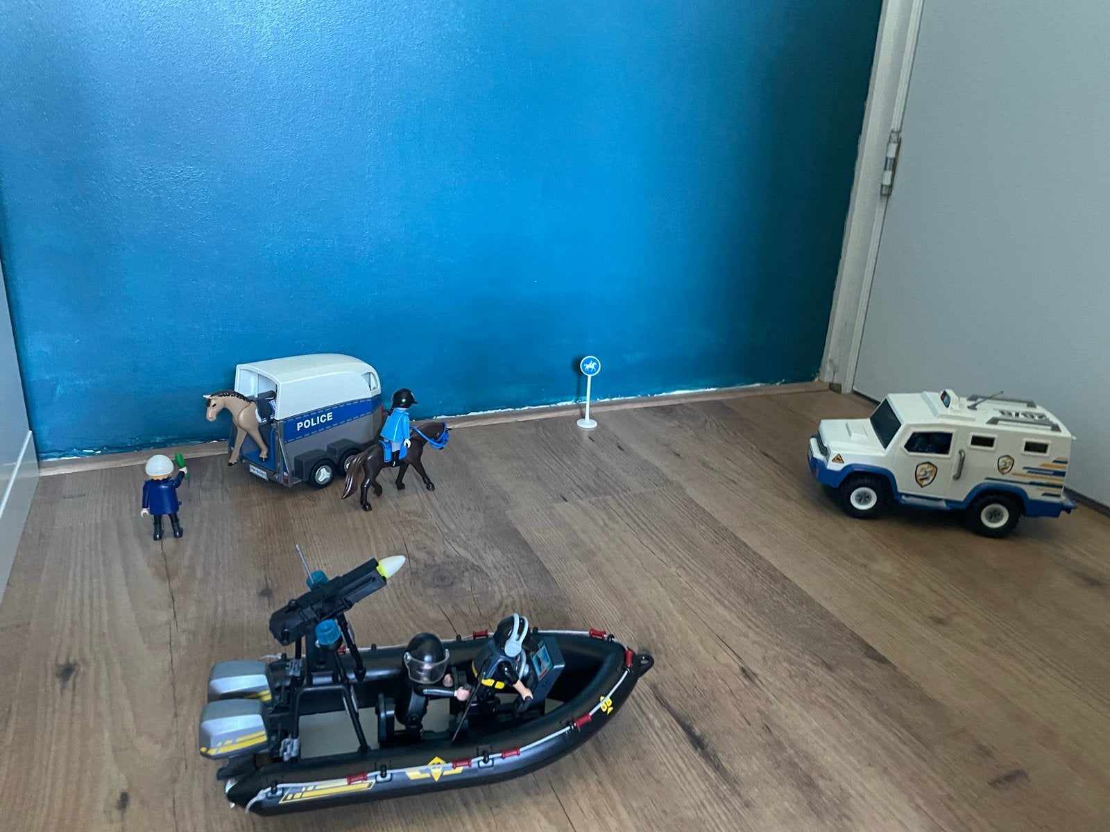 Playmobil Politie Set: Boot, Geldwagen & Paardentrailer, Gebruikt, Complete set, Voertuig, Ophalen of Verzenden