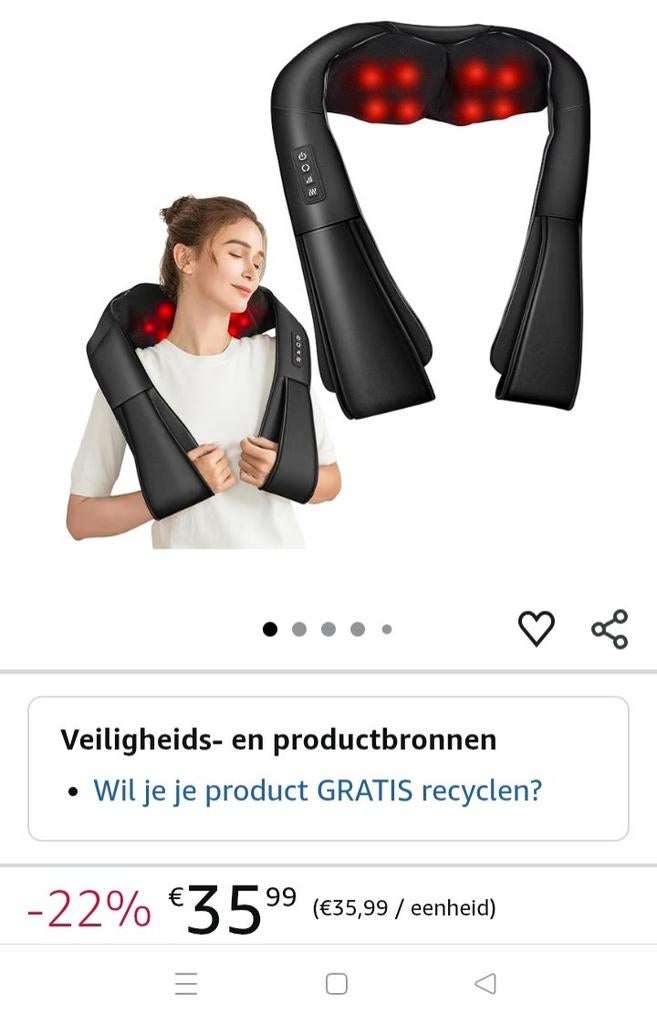 Nek massage apparaat met infrarood warmte., Sport en Fitness, Massageproducten, Ophalen, Zo goed als nieuw, Apparaat