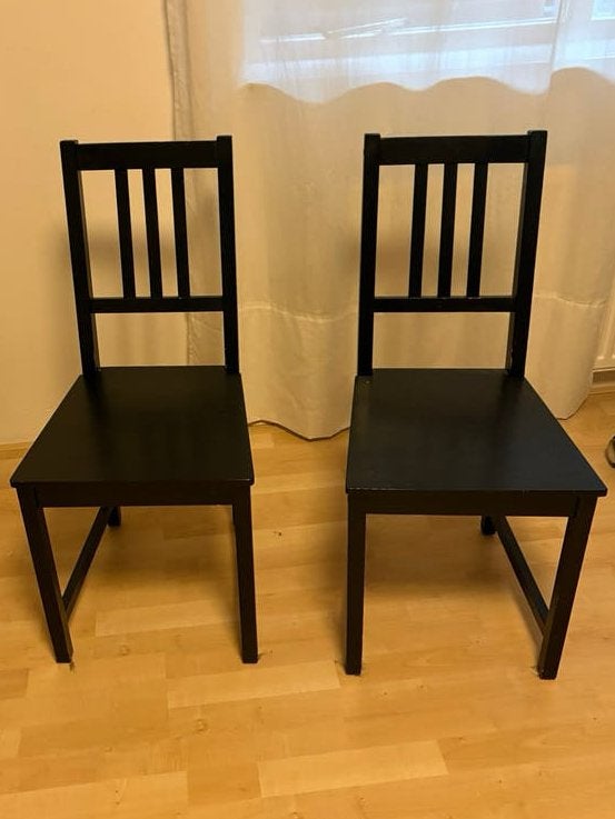 Twee zwarte IKEA Stefan stoelen, Ophalen, Gebruikt, Twee, Zwart