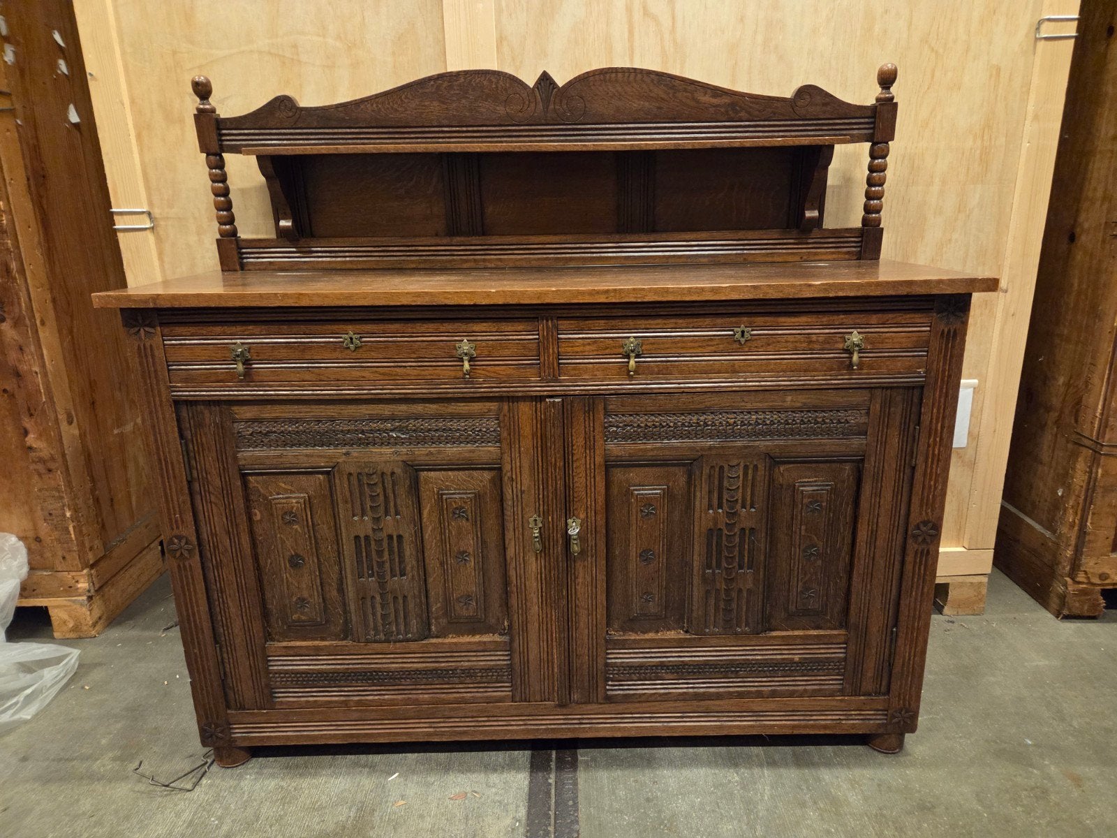 Antieke Frans eikenhout dressoir kast, Ophalen
