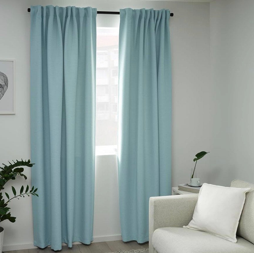 2x verduisterende gordijnen IKEA Vilborg – mintgroen, 300 cm, Ladderband, 145 cm, Ophalen of Verzenden