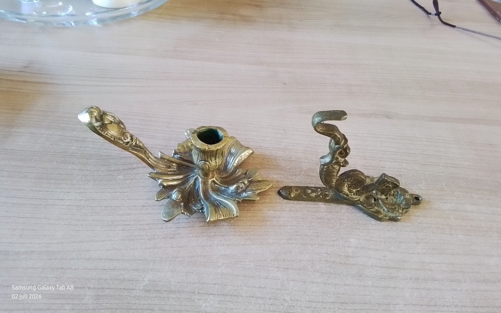 Rococo Kandelaar+Azië Slang Kapstokhaak brons, Antiek., Ophalen of Verzenden, Koper of Brons