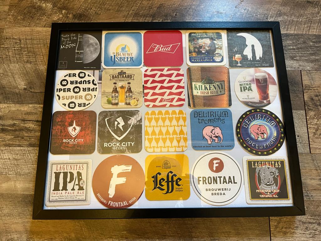 Bier viltjes collectie in lijst - Diverse merken, Ophalen, Gebruikt, Viltje(s), Overige merken