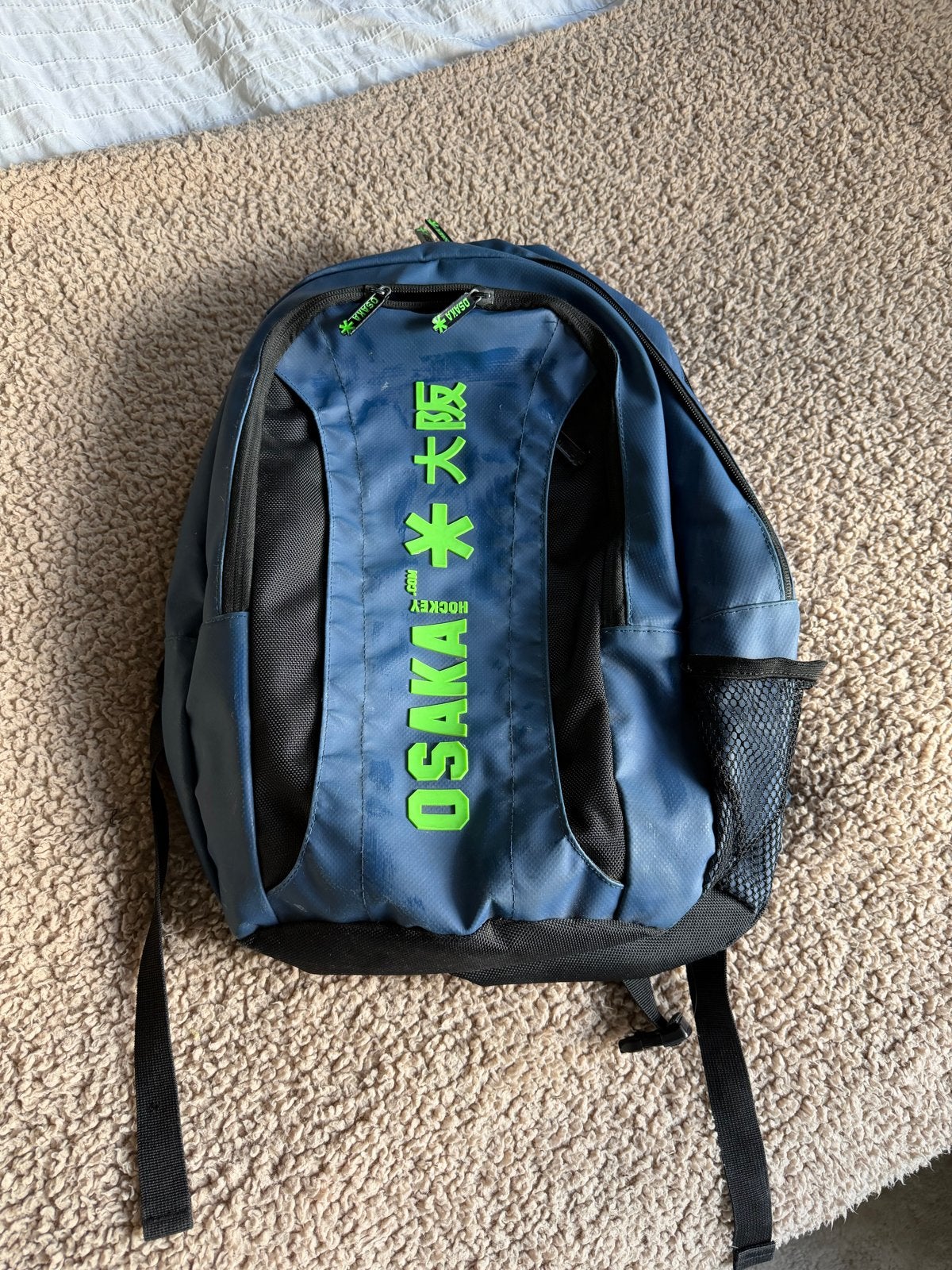 Osaka Hockey Rugzak - Blauw met Groene Details, Ophalen of Verzenden, Gebruikt, 25 tot 40 cm, Overige merken