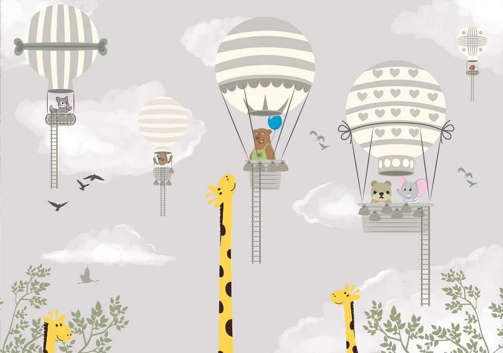 Giraf en Luchtballon behang, babykamer, kinderkamer behang, Kinderen en Baby's, Verzenden, Nieuw