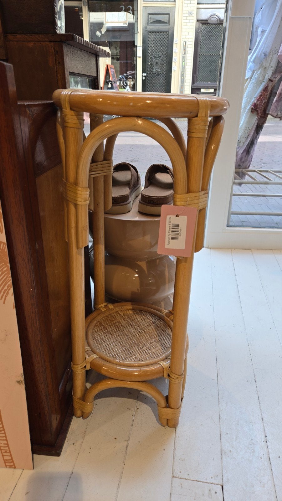 Vintage bamboe plantentafel / bijzettafel, Huis en Inrichting, Ophalen, Overige materialen, Gebruikt, Vintage, Boho, Retro