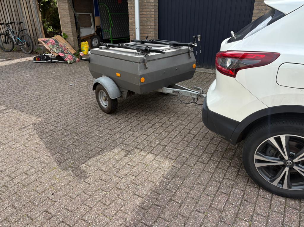 Bagagewagen 130 x 100 (dekselmaten) x 45 met fietsendrager, Ophalen, Gebruikt