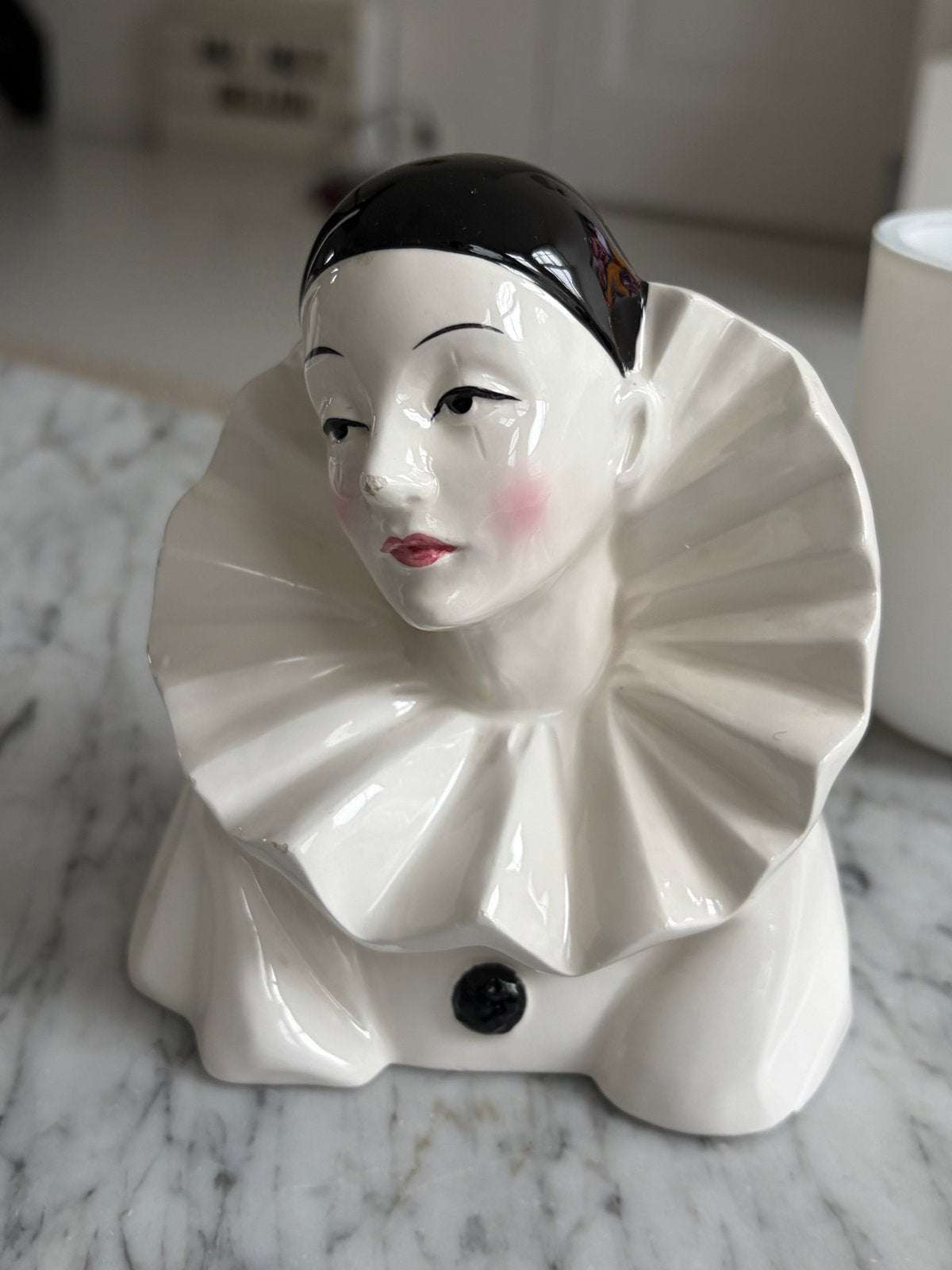 Pierrot clown bust, Ophalen of Verzenden, Wit, Steen/keramiek, Klassiek