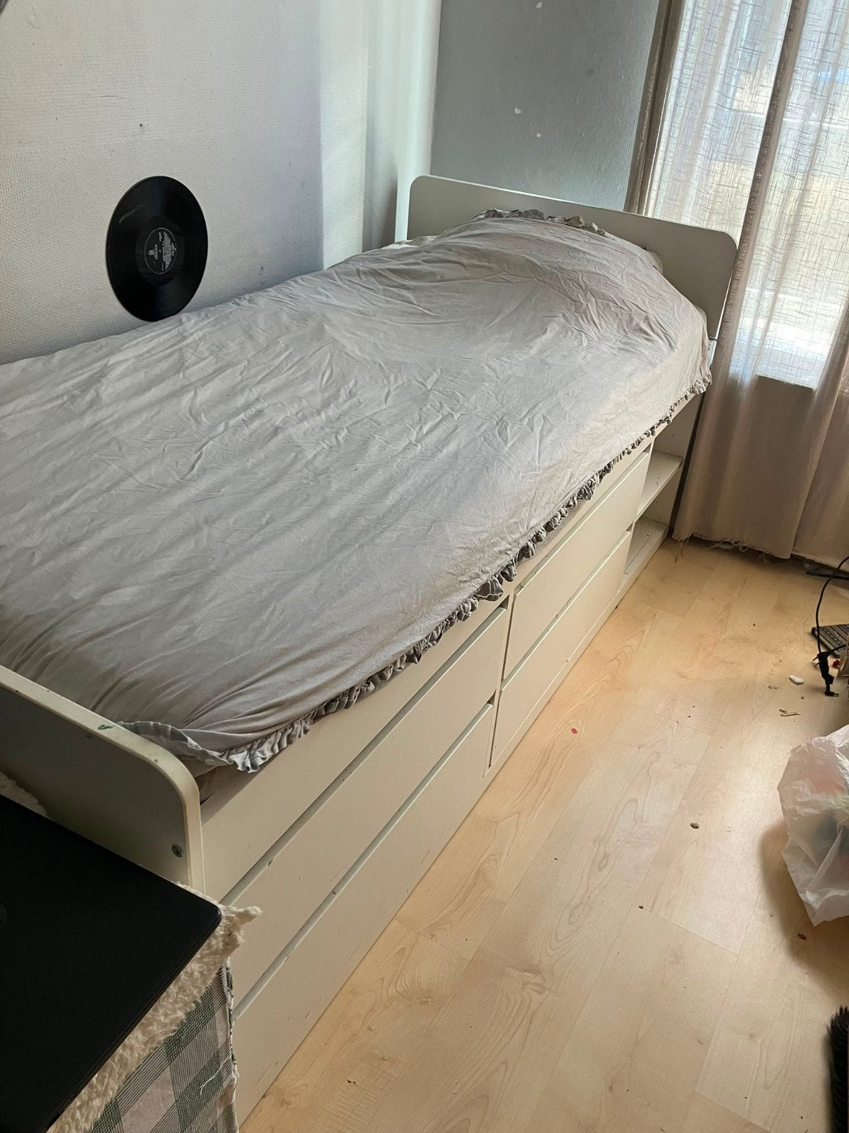 IKEA SLÄKT eenpersoonsbed met opbergruimte, Huis en Inrichting, Ophalen, 90 cm, Eenpersoons, Wit
