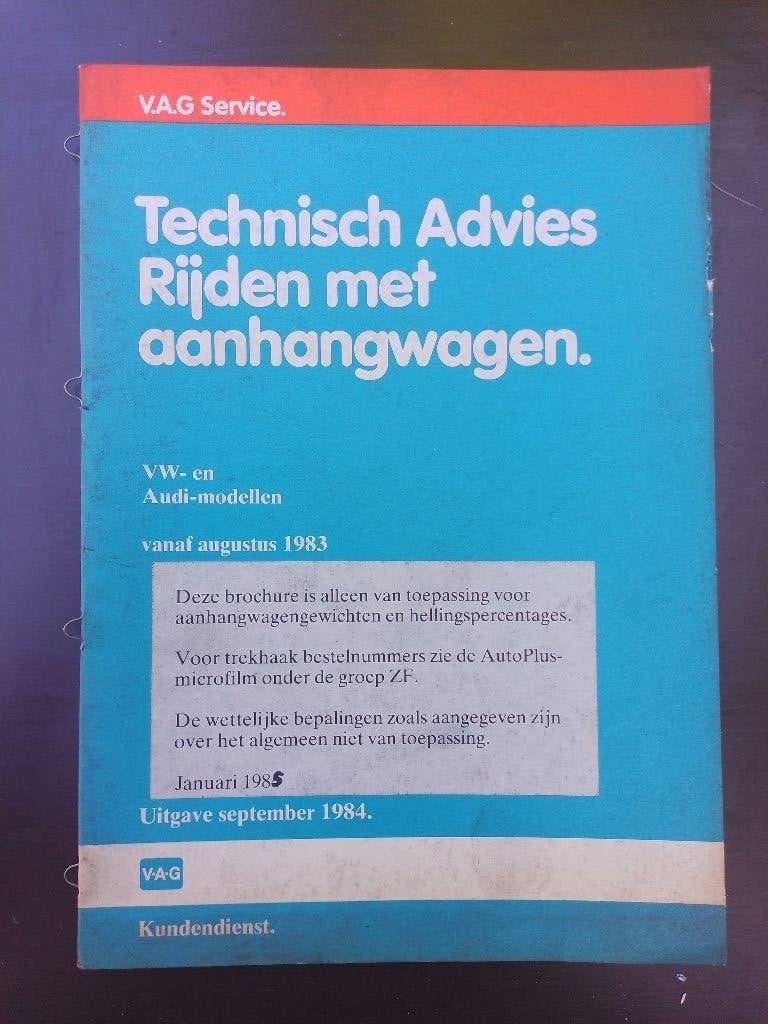 Vw - Audi Technisch advies Rijden met aanhangwagen, Verzenden, Gelezen, Volkswagen