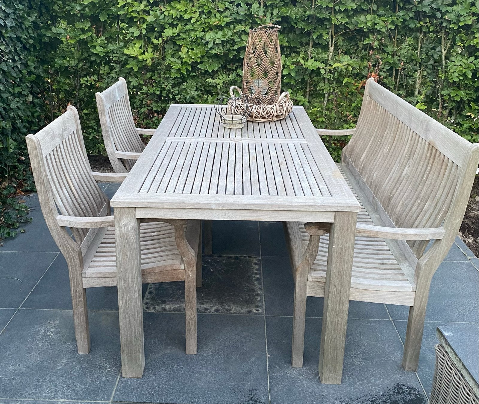 Teakhouten tuinset 'Allure' met vergrijsde look, Ophalen, 5 zitplaatsen, Gebruikt, Teakhout