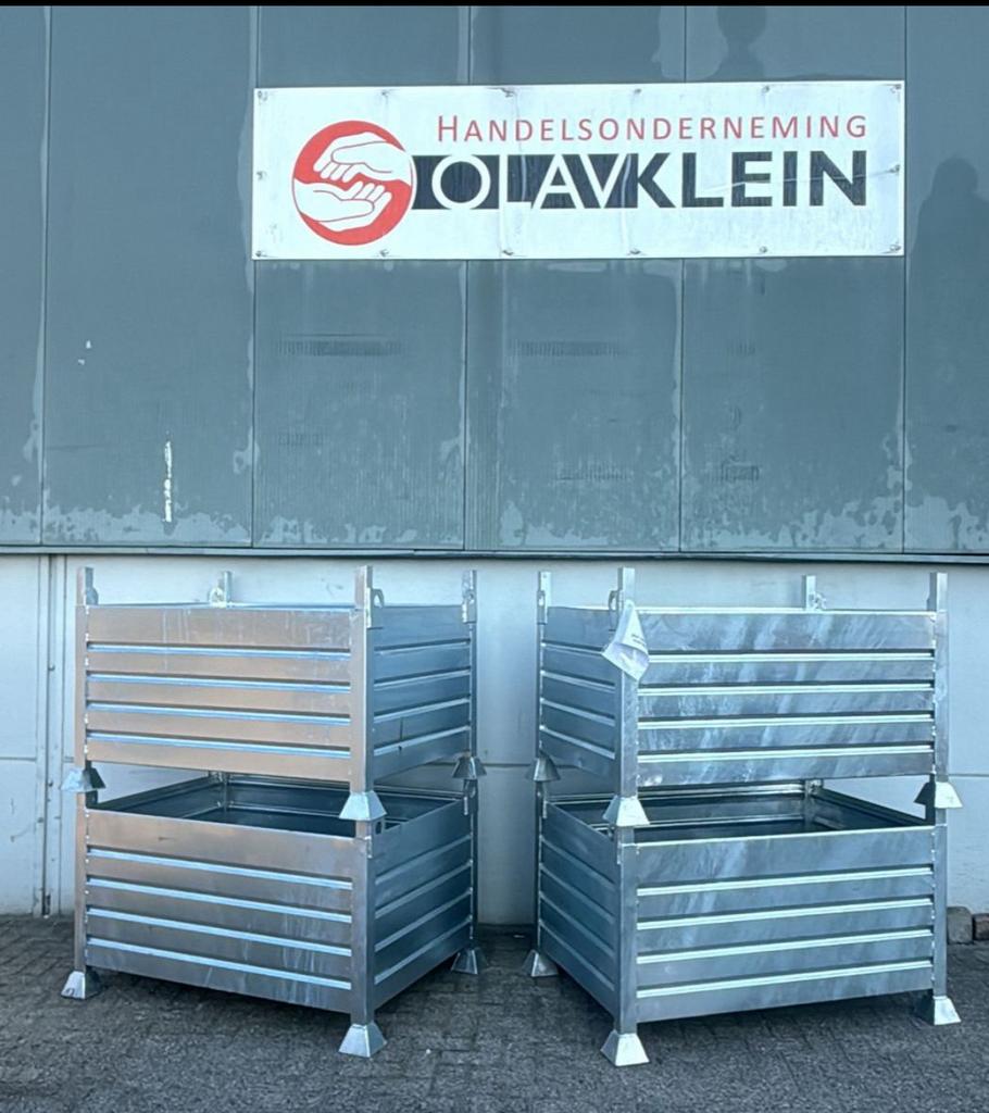 Grote stalen Stapelbakken / Opslagbakken - 125 x 85 x 86 cm, Doe-het-zelf en Verbouw, Kratten en Dozen, Ophalen, 100 cm of meer