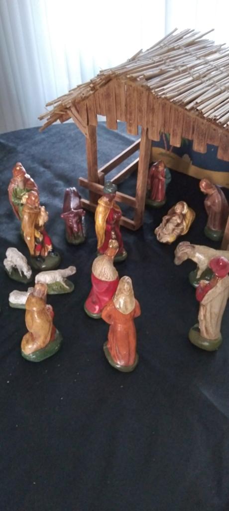 Mooie oude Kerstbeelden. Met stalletje., Antiek en Kunst, Ophalen of Verzenden