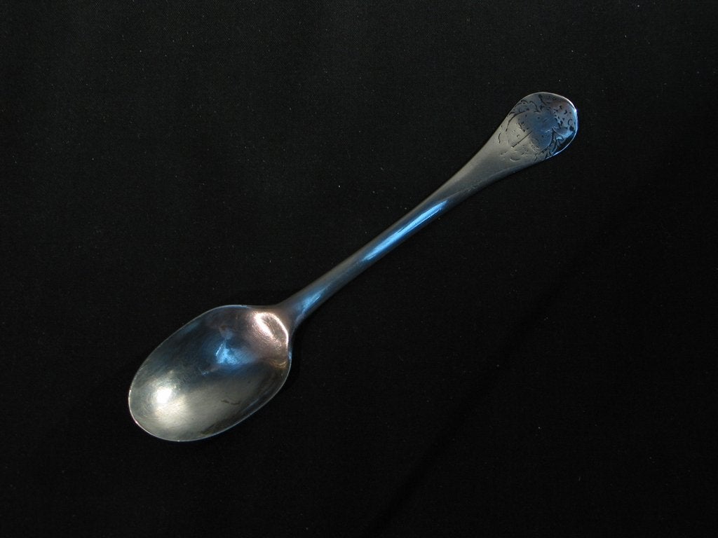 Lepel met familiewapen antiek zilver Groningen? 1700. 2213, Ophalen of Verzenden, Zilver