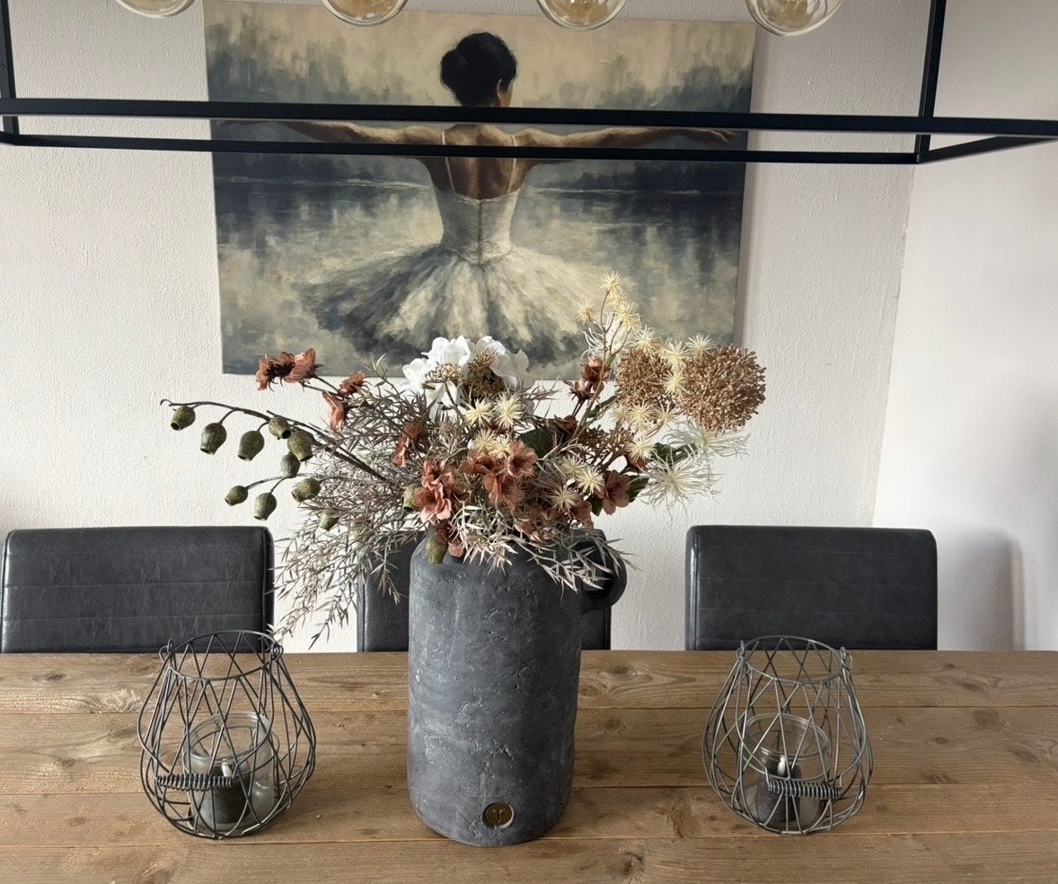 2x Metalen Windlicht met Glas - Nieuwstaat, Windlicht, Zwart, Ophalen of Verzenden, Zo goed als nieuw