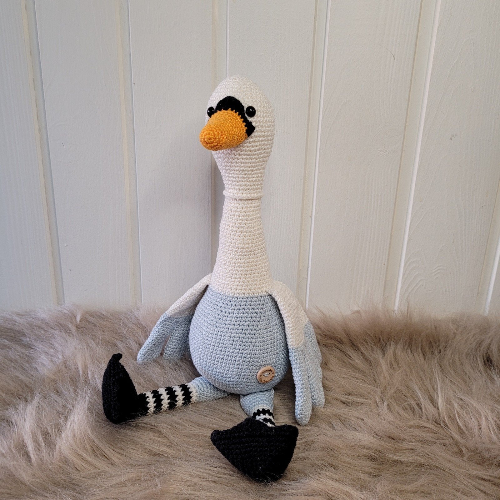 Gehaakte zwaan Sjaan knuffel, Kinderen en Baby's, Speelgoed | Knuffels en Pluche, Ophalen of Verzenden, Nieuw, Eend, Handgemaakt