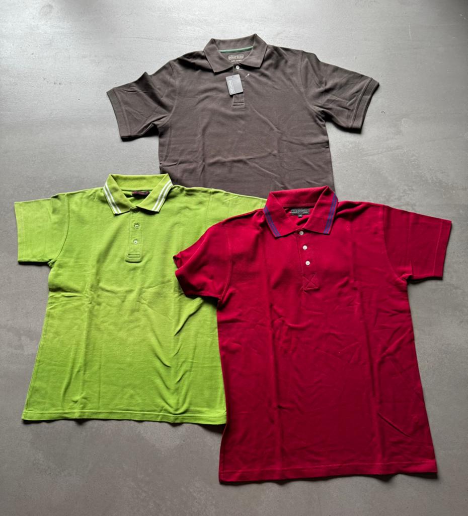 3 Poloshirts 100% katoen pique maat M taupe/groen/bordeaux, Ophalen of Verzenden, Nieuw, Maat 48/50 (M)