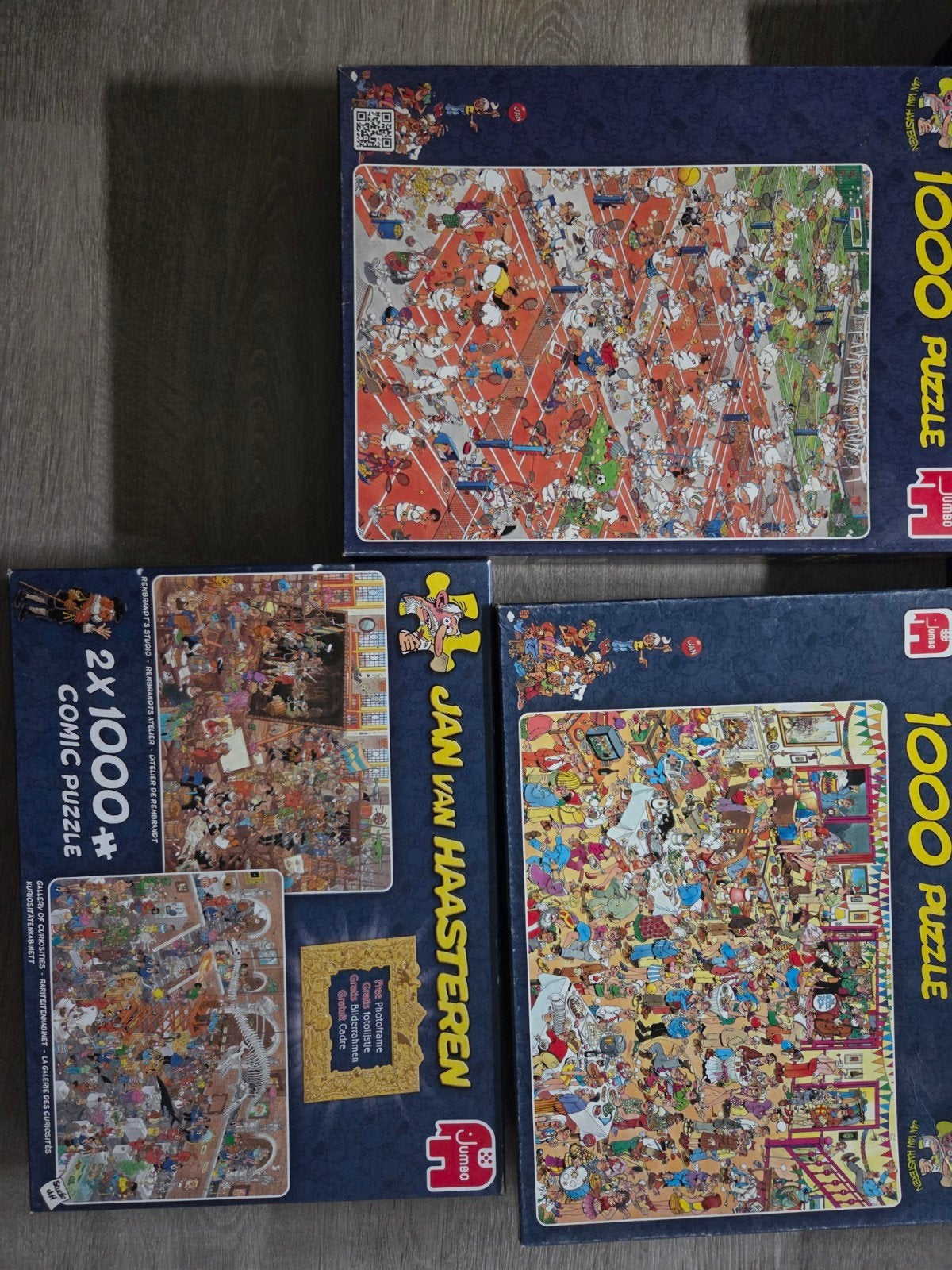 Grote collectie Jan van Haasteren puzzels (6 stuks), Ophalen, 500 t/m 1500 stukjes, Gebruikt, Legpuzzel