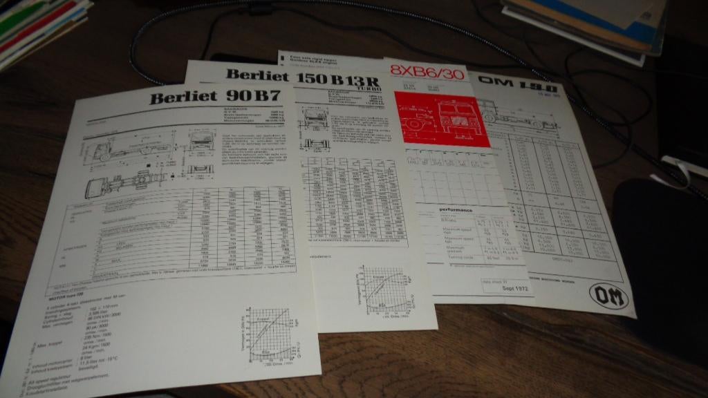 PARTIJ  Technische Folders BERLIET-OM-GARDNER-FIAT-LEYLAND, Verzenden, Zo goed als nieuw, Overige merken