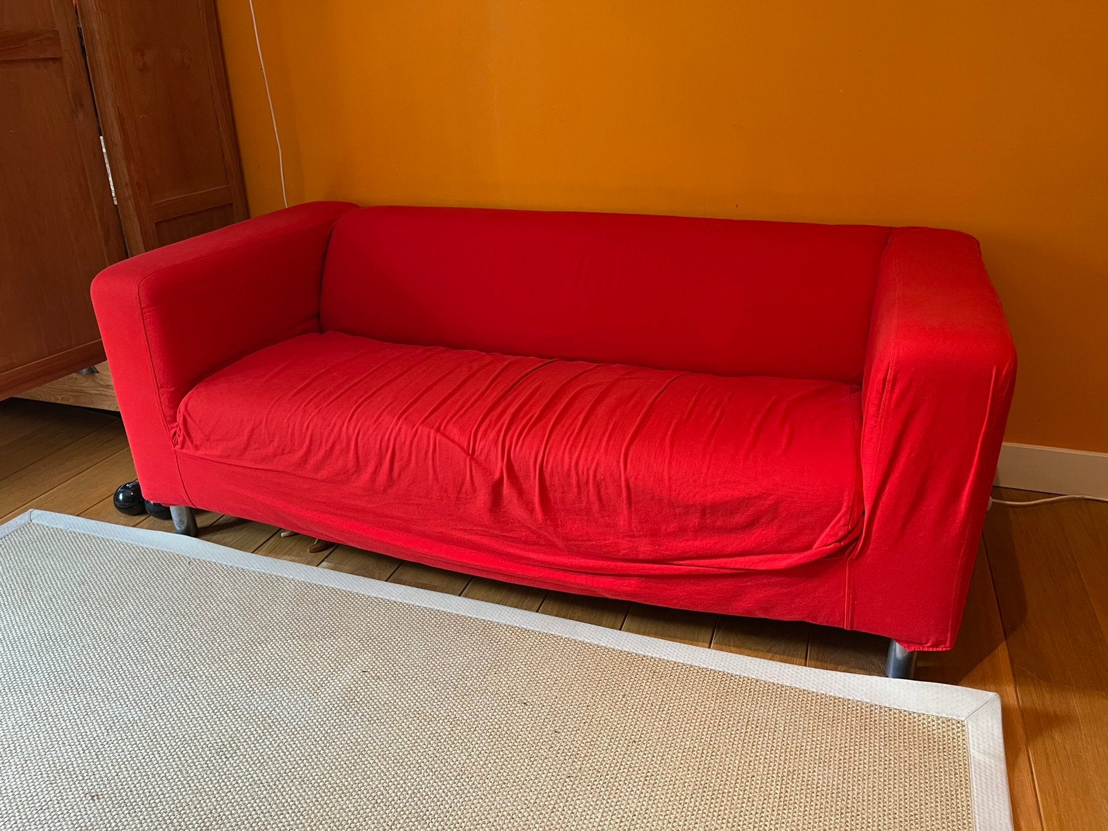 IKEA Klippan 2-zitsbank – rood, Ophalen, 150 tot 200 cm, Tweepersoons, 75 tot 100 cm