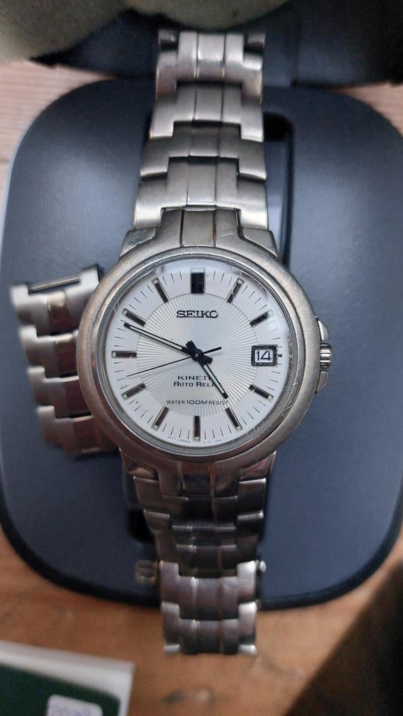 Herenhorloge Seiko Kinetic Auto Relay Kal.5J22, Gebruikt, Polshorloge, Ophalen of Verzenden, Overige materialen