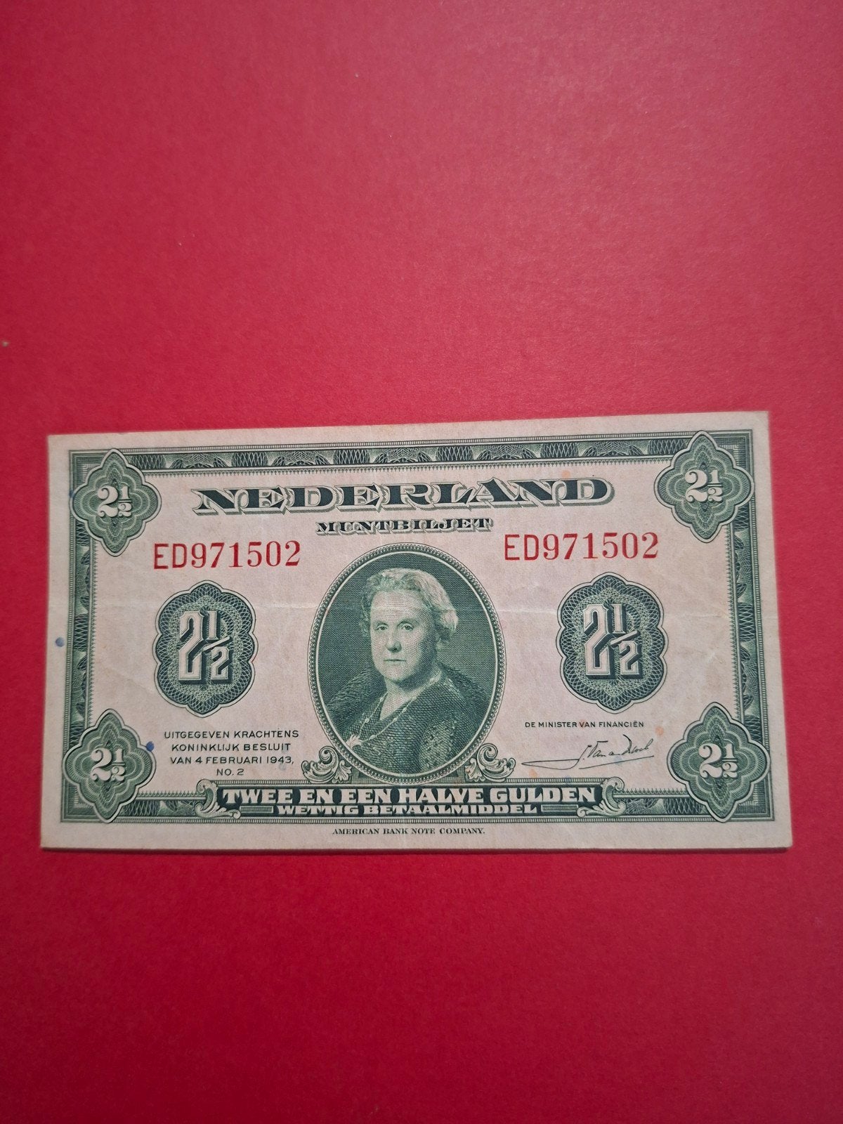 2,5 gulden Wilhelmina uit 1943
in ZF+, Postzegels en Munten, Bankbiljetten | Nederland, Ophalen of Verzenden, 2½ gulden, Los biljet