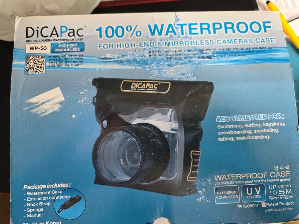 DicaPac WP-S3 100% waterproof case, Ophalen of Verzenden, Zo goed als nieuw, Minder dan 10 meter, Onderwaterhuis