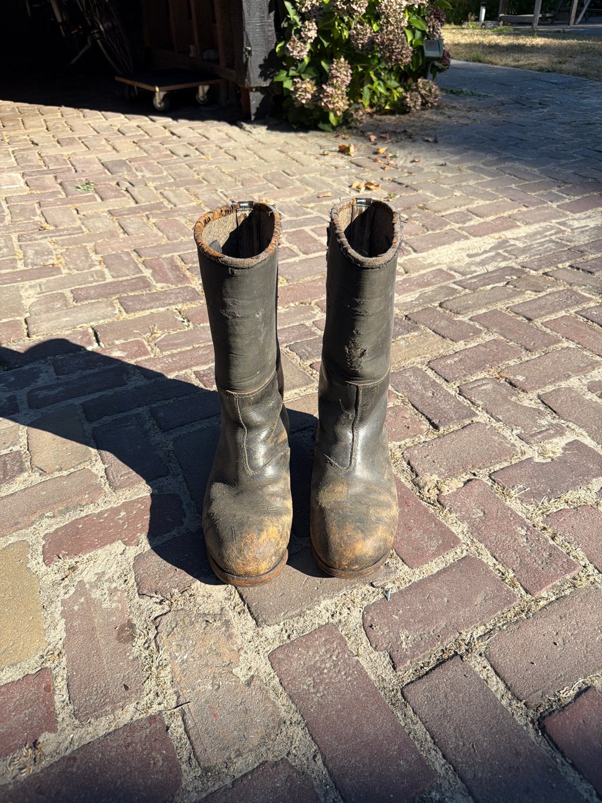 Vintage Duitse leger leren laarzen - robuust en uniek, Ophalen of Verzenden, Bruin, Boots