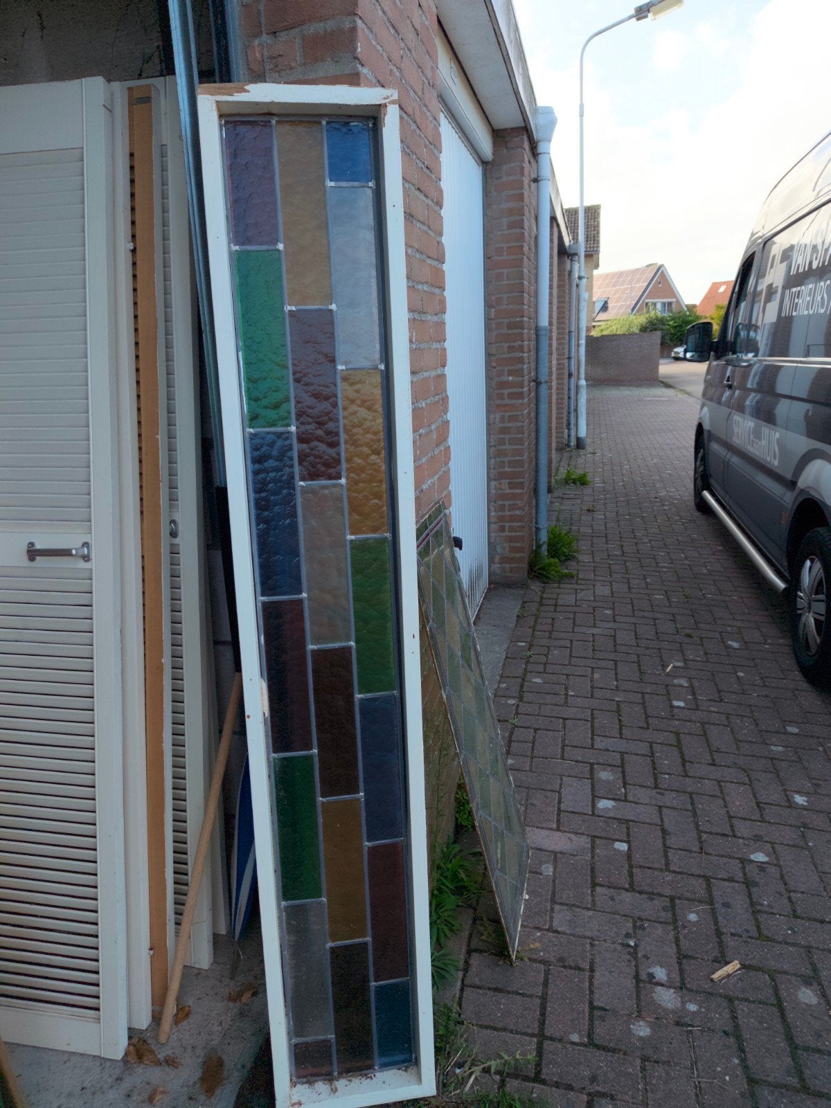 Glas in lood raam - Diverse kleuren, gebruikt, Ophalen, Gevelraam of Ruit, Gebruikt, Minder dan 80 cm