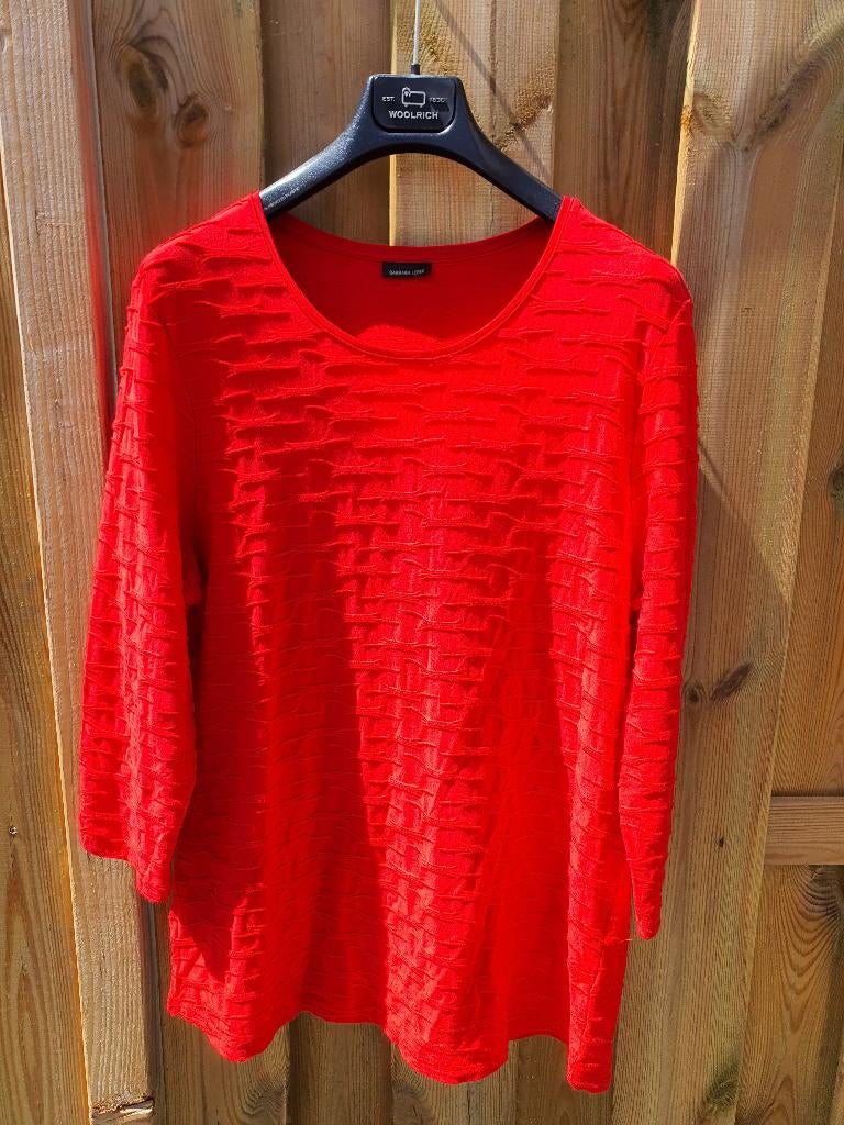 Barbara Lebek rode lange trui L textured comfy, Ophalen of Verzenden, Zo goed als nieuw, Maat 38/40 (M), Rood