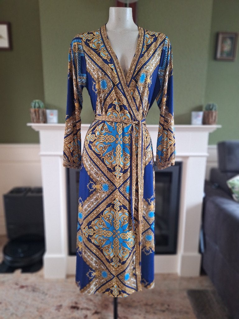 Hale Bob schitterende lange wikkel jurk XL, Kleding | Dames, Jurken, Maat 46/48 (XL) of groter, Zo goed als nieuw, Onder de knie