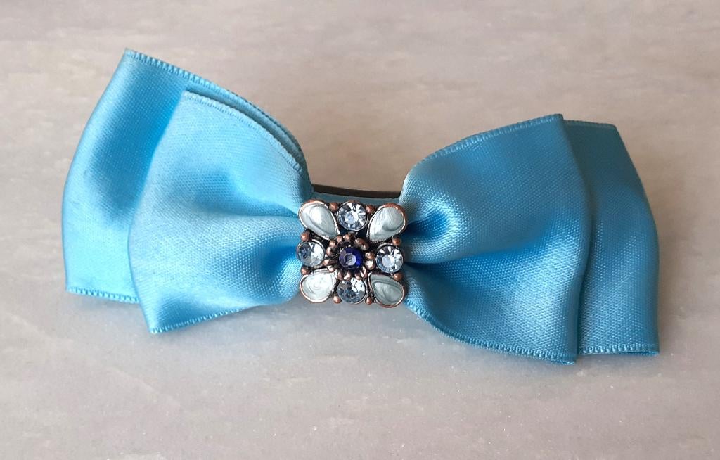 haarspeld vintage strik blauw met diamantjes alice, Ophalen of Verzenden, Nieuw, Haarspeld
